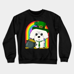 Maltese Rainbow Irish Clover St Patrick Day Dog Gift design Crewneck Sweatshirt